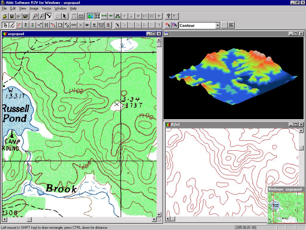 Contour Line Plan & Elevation Diagram Detail in DWG file